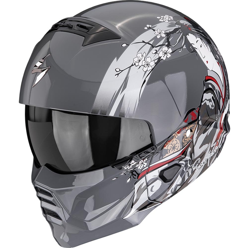 Casque de moto modulable Scorpion EXO-COMBAT II Demure argent