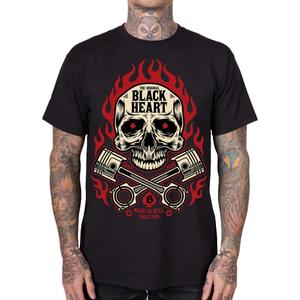 T-shirt noir Black Heart Flame Skull