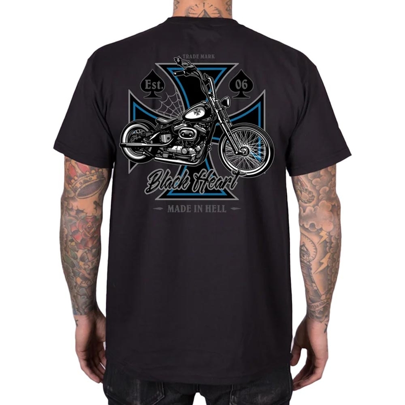 T-shirt Black Heart Chopper Cross noir