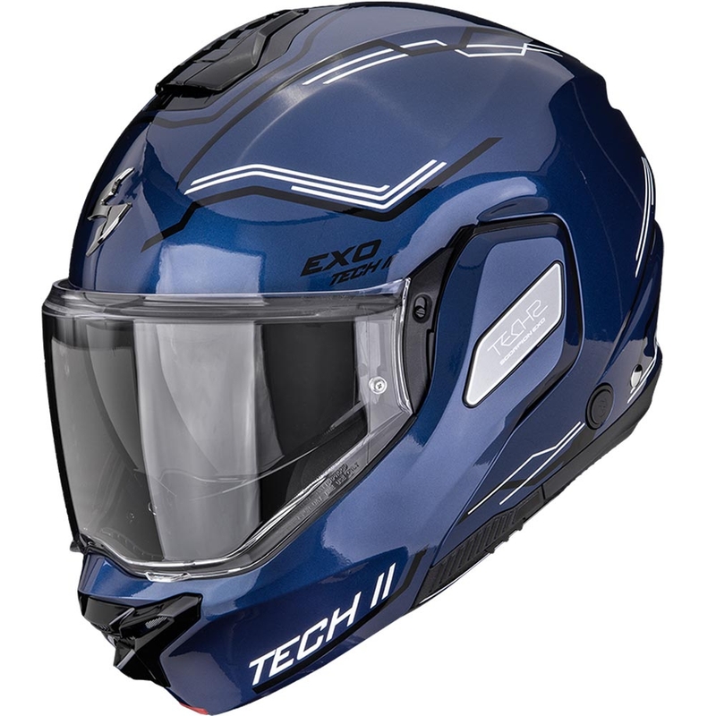 Casque de moto modulable Scorpion EXO-TECH II Dash bleu-noir-blanc