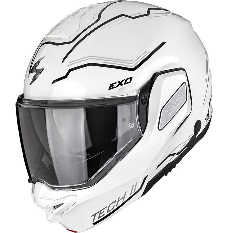 Casque de moto modulable Scorpion EXO-TECH II Dash blanc-argent-noir