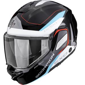 Casque de moto modulable Scorpion EXO-TECH II Passenger noir-blanc-bleu