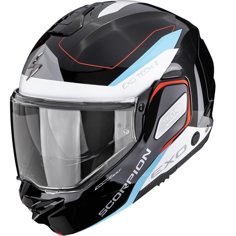 Casque de moto modulable Scorpion EXO-TECH II Passenger noir-blanc-bleu