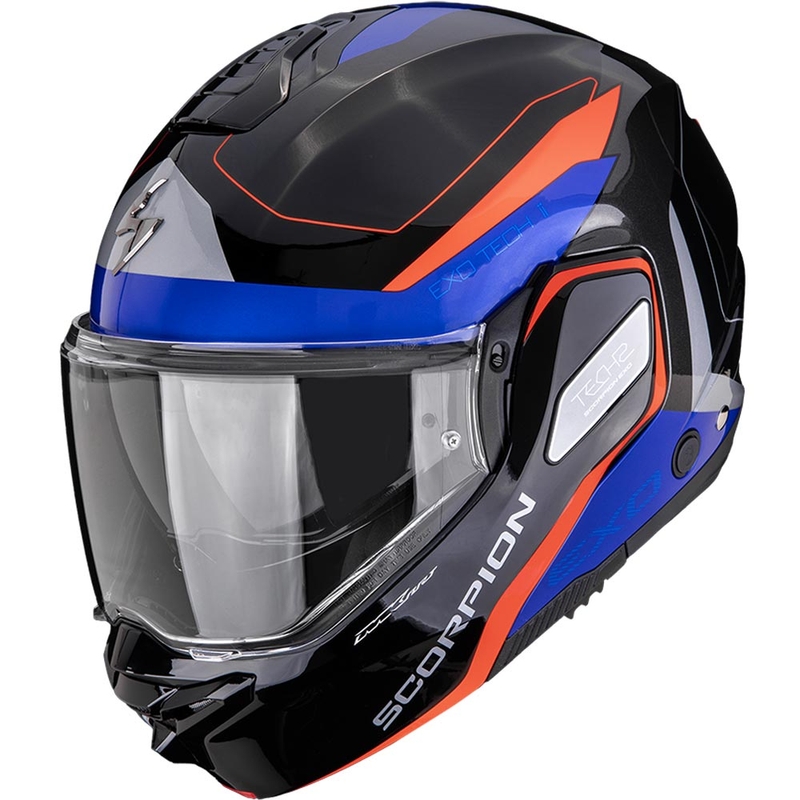 Casque de moto modulable Scorpion EXO-TECH II Passenger noir-rouge-bleu