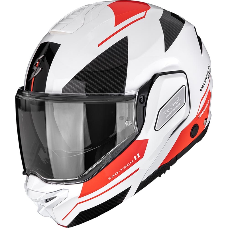 Casque de moto modulable Scorpion EXO-TECH II Void blanc-argent-rouge