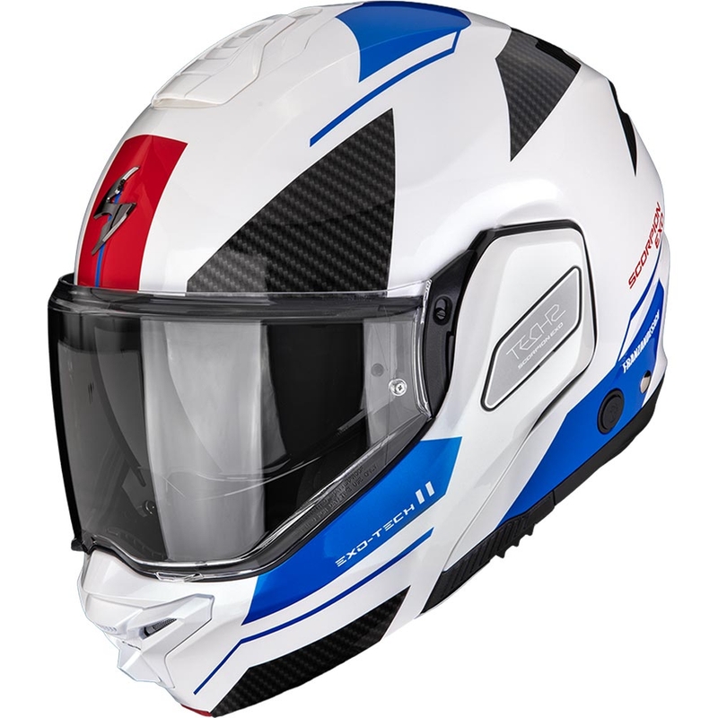 Casque de moto modulable Scorpion EXO-TECH II Void blanc-bleu-argent