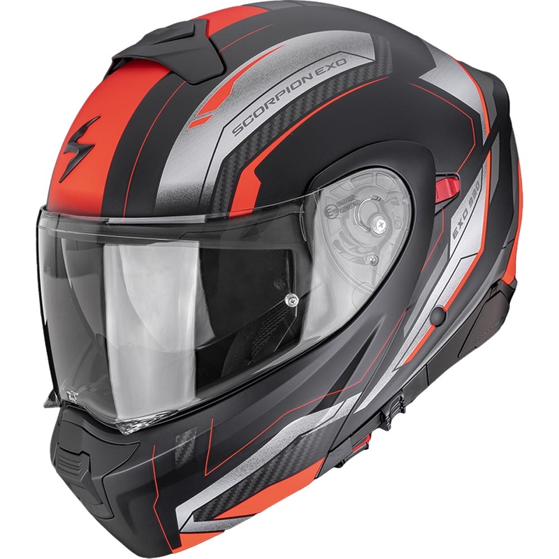 Casque de moto modulable Scorpion EXO-930 EVO Space noir mat-argent-rouge
