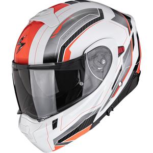 Casque de moto modulable Scorpion EXO-930 EVO Space blanc-argent-rouge