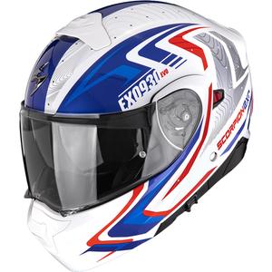 Casque de moto modulable Scorpion EXO-930 EVO Alpha blanc-rouge-bleu