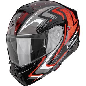 Casque de moto modulable Scorpion EXO-930 EVO Alpha noir-argent-rouge