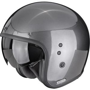 Casque de moto ouvert Scorpion Belfast II, gris métallisé.