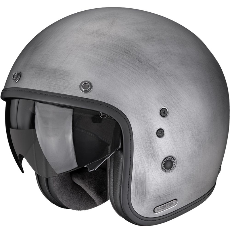 Casque de moto ouvert Scorpion Belfast II Scratch argenté