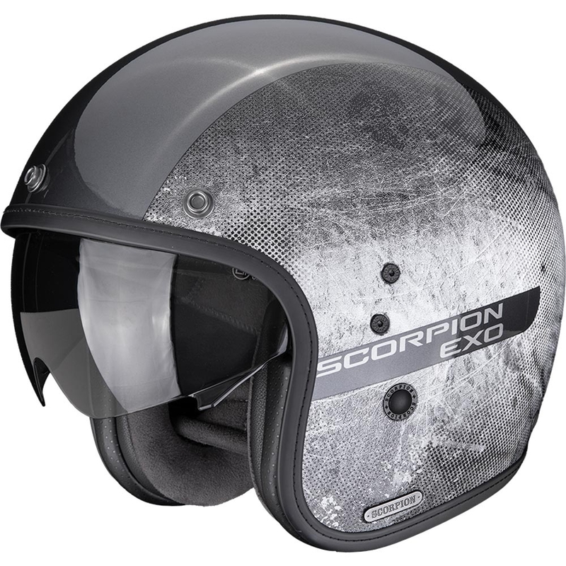 Casque de moto ouvert Scorpion Belfast II Quest argent-noir