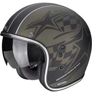 Casque de moto ouvert Scorpion Belfast II Flagstone vert mat-noir