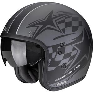 Casque de moto ouvert Scorpion Belfast II Flagstone argent mat-noir