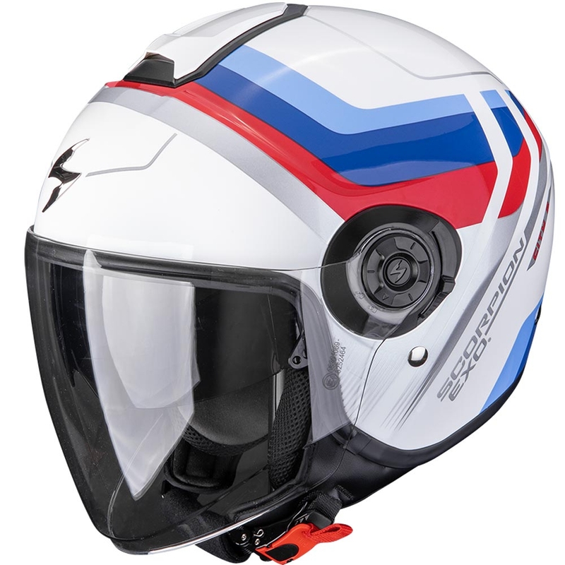 Casque de moto jet Scorpion EXO-CITY II Sport blanc-bleu-rouge