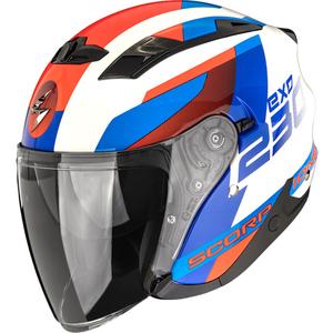 Casque de moto ouvert Scorpion EXO-230 Comics blanc-bleu-rouge