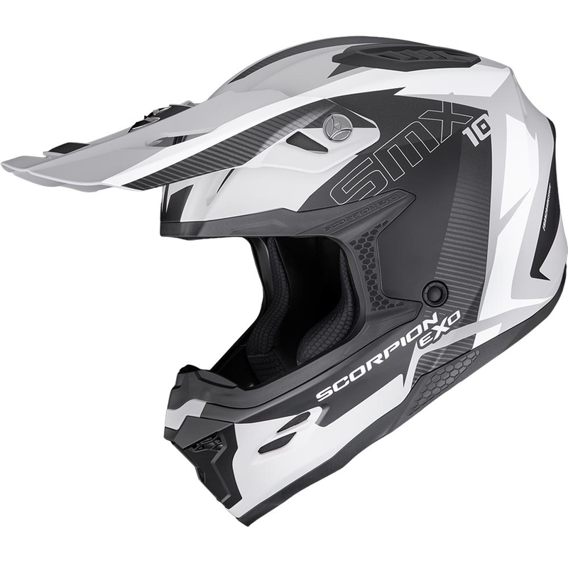 Casque de motocross Scorpion SMX-10 Speed gris mat-noir-blanc