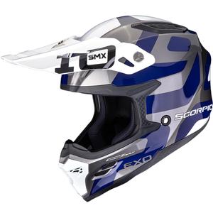 Casque de motocross Scorpion SMX-10 Leap argent-bleu