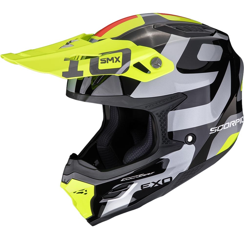 Casque de motocross Scorpion SMX-10 Leap noir-argent-jaune fluo