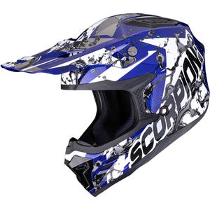 Casque de motocross Scorpion SMX-10 à essence bleu-blanc-noir