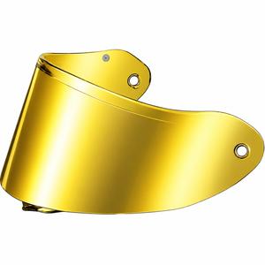 Visière pour casques de moto ZED XD1, pré-équipée pour film FogCity, finition or miroir.
