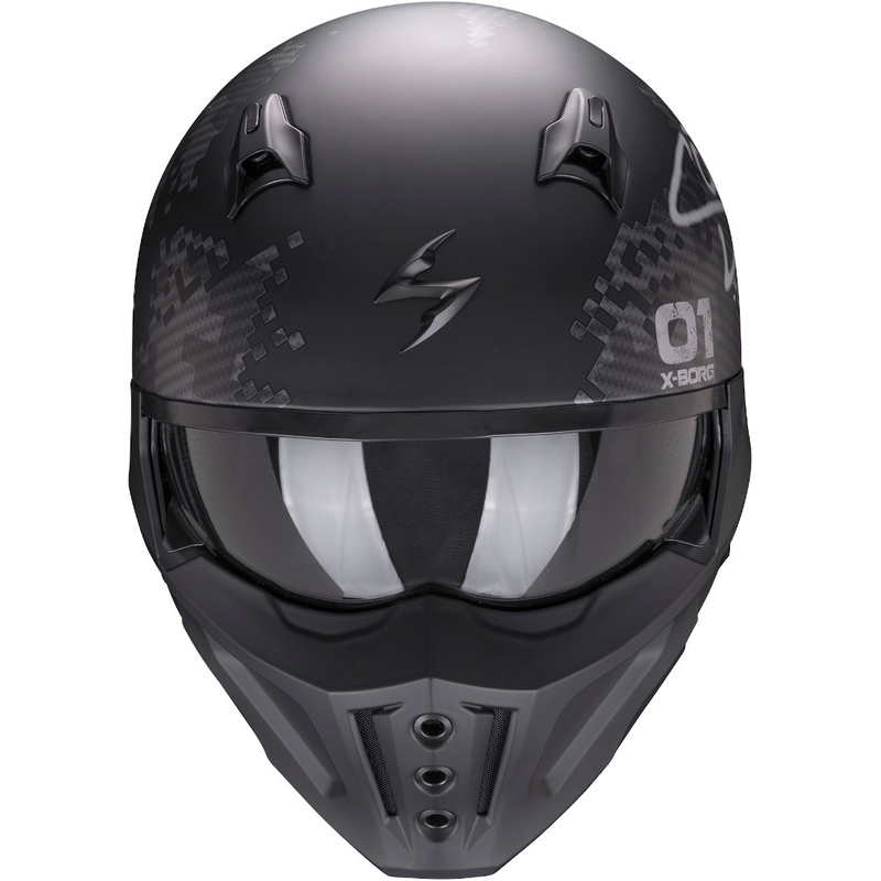 Casque ouvert avec masque Scorpion COVERT-X Xborg noir-argenté