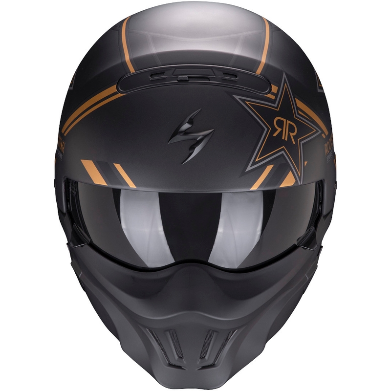 Casque ouvert avec masque Scorpion EXO-COMBAT EVO Rockstar noir-or