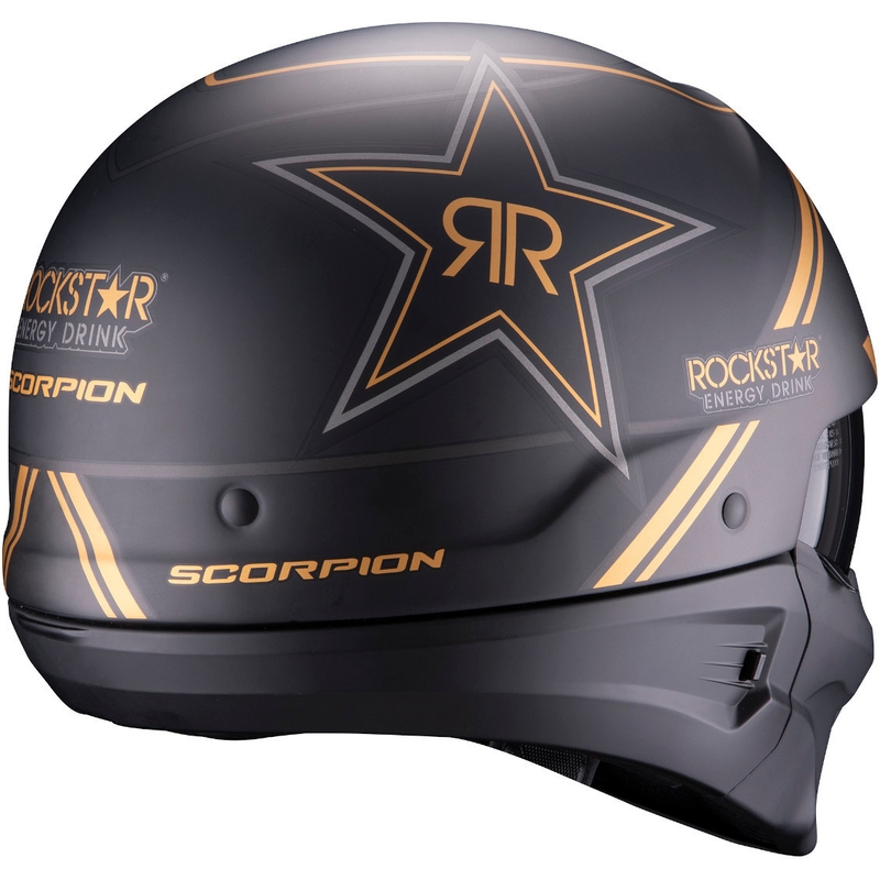 Casque ouvert avec masque Scorpion EXO-COMBAT EVO Rockstar noir-or