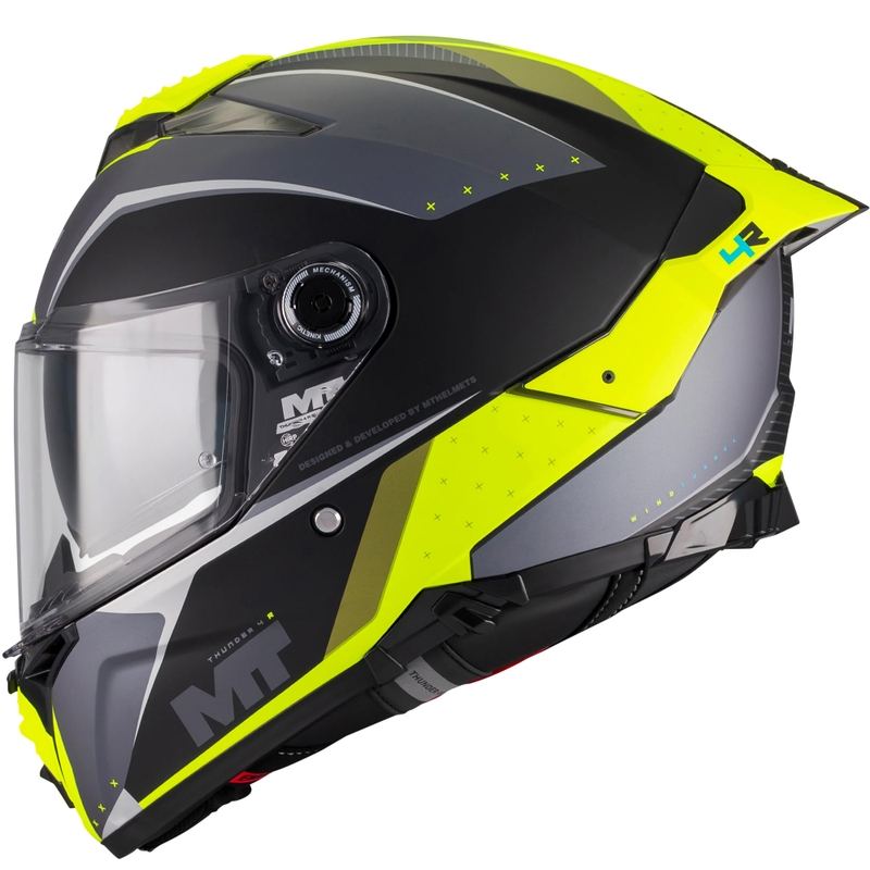 Casque intégral de moto MT Thunder 4 R SV Wind Tunnel B3 noir-gris-jaune fluo