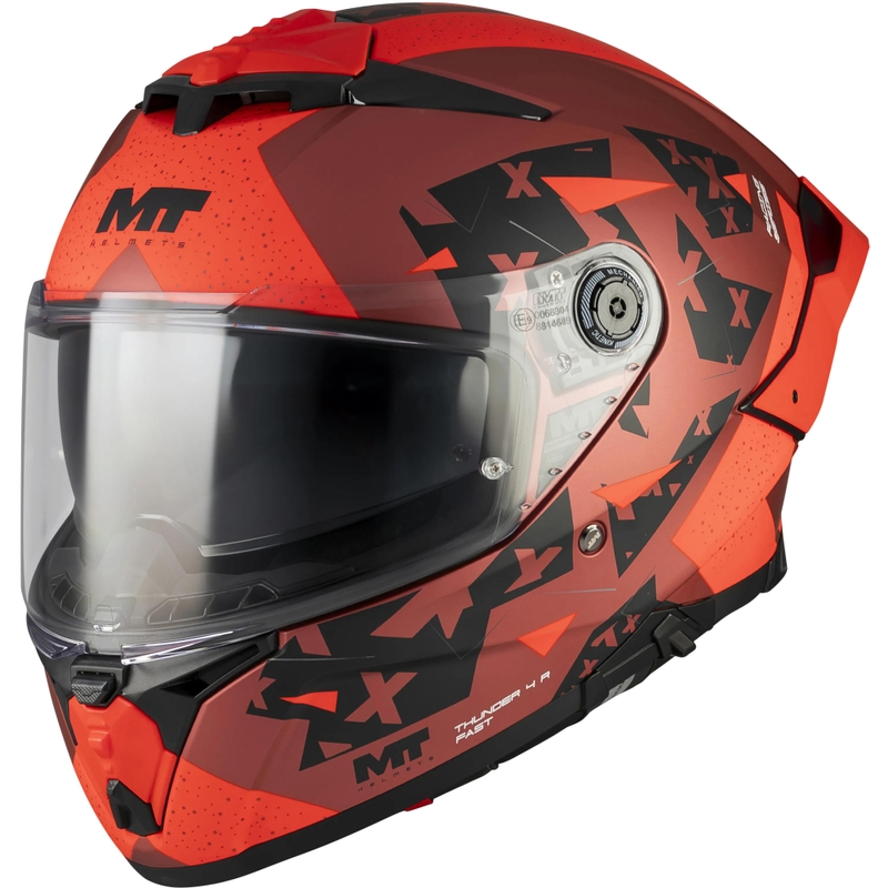 Casque intégral de moto MT Thunder 4 R SV Fast C5 noir mat-gris-rouge