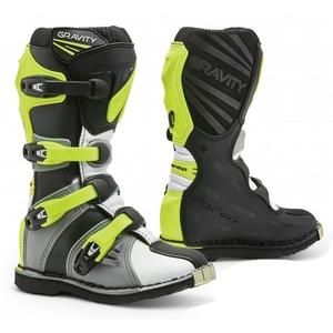 Bottes de moto pour enfants Forma Gravity gris-blanc-jaune fluo