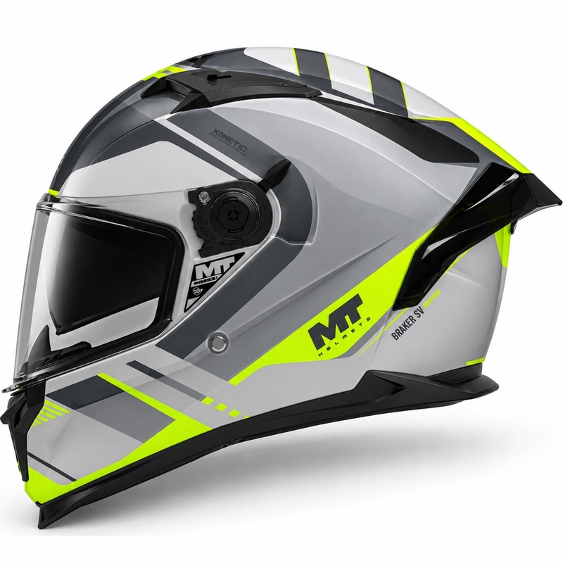 Casque intégral de moto MT Braker SV Inception C2 gris-jaune fluo