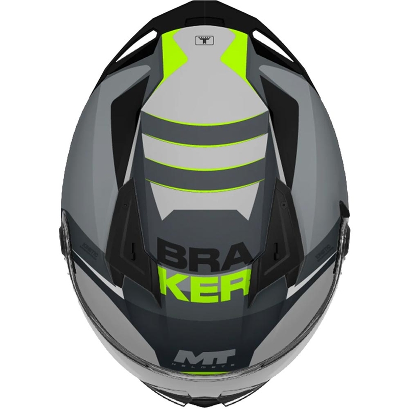 Casque intégral de moto MT Braker SV Inception C2 gris-jaune fluo