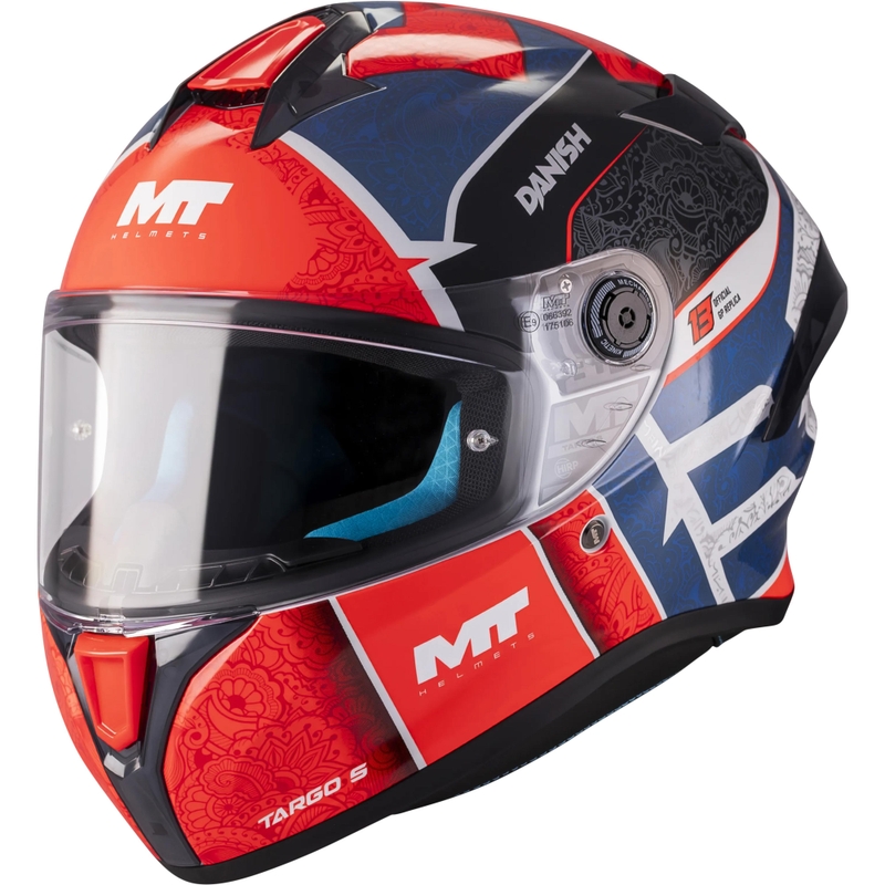 Casque intégral de moto MT Targo S Danish_26_Season C5 rouge-bleu-gris
