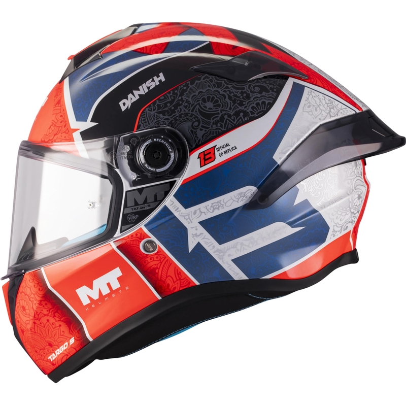Casque intégral de moto MT Targo S Danish_26_Season C5 rouge-bleu-gris