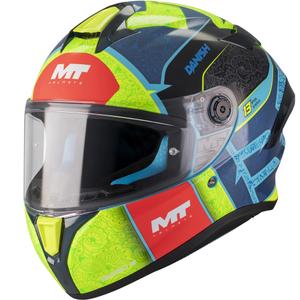 Casque intégral de moto MT Targo S Danish_26_Brasil C3 bleu fluo jaune-rouge