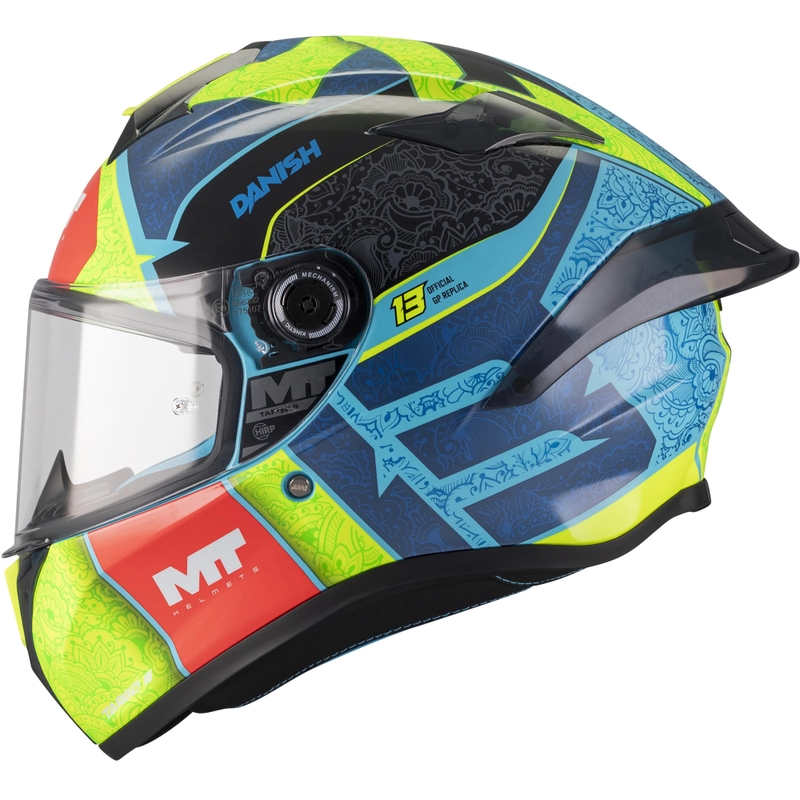 Casque intégral de moto MT Targo S Danish_26_Brasil C3 bleu fluo jaune-rouge