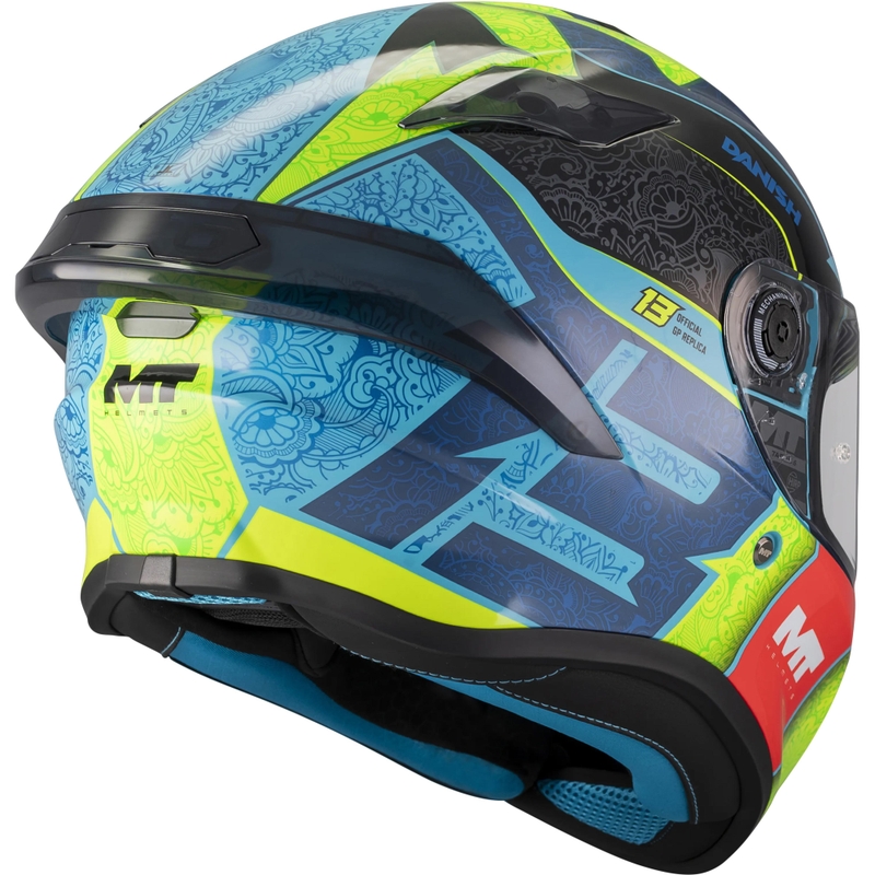 Casque intégral de moto MT Targo S Danish_26_Brasil C3 bleu fluo jaune-rouge