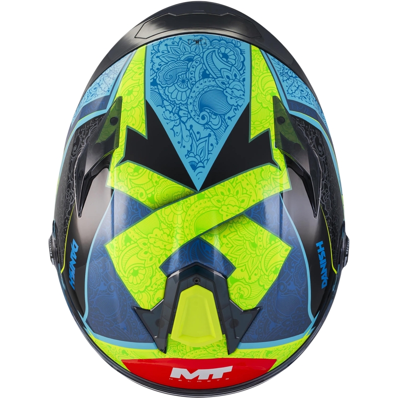 Casque intégral de moto MT Targo S Danish_26_Brasil C3 bleu fluo jaune-rouge