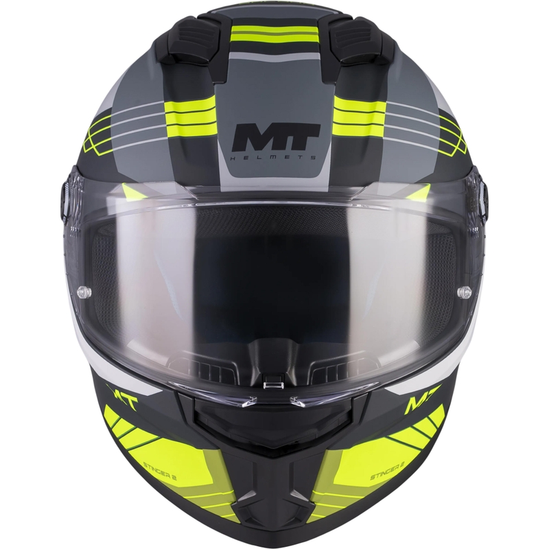 Casque intégral de moto MT Stinger 2 Baldur C3 noir-gris-jaune fluo
