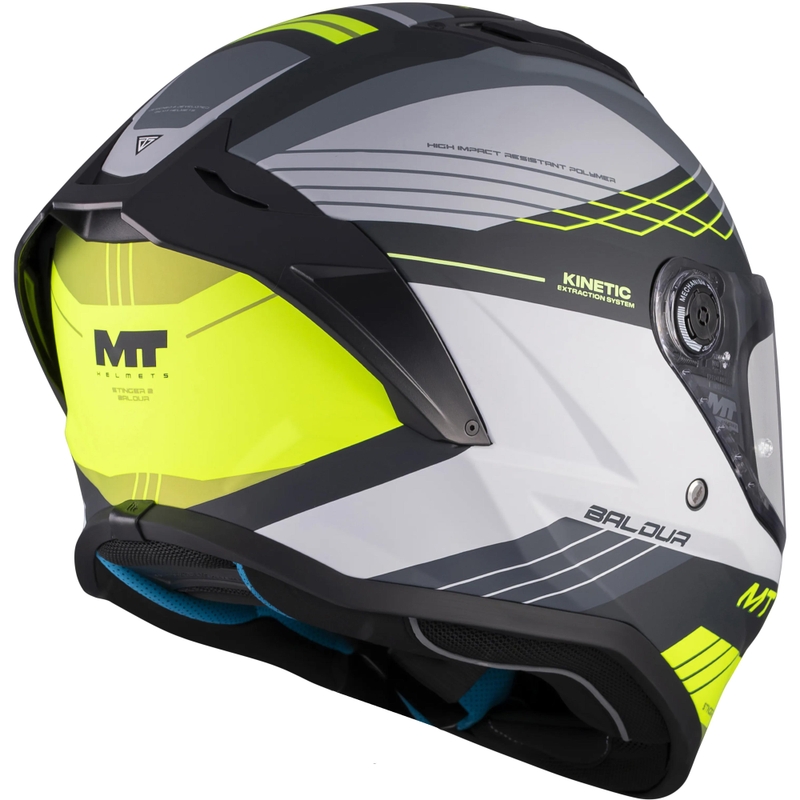 Casque intégral de moto MT Stinger 2 Baldur C3 noir-gris-jaune fluo