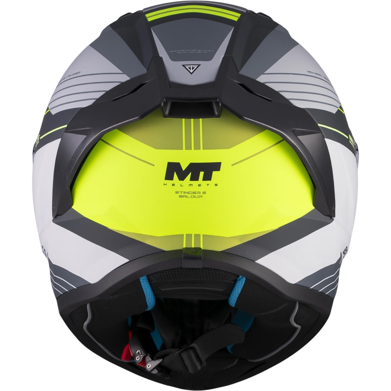 Casque intégral de moto MT Stinger 2 Baldur C3 noir-gris-jaune fluo