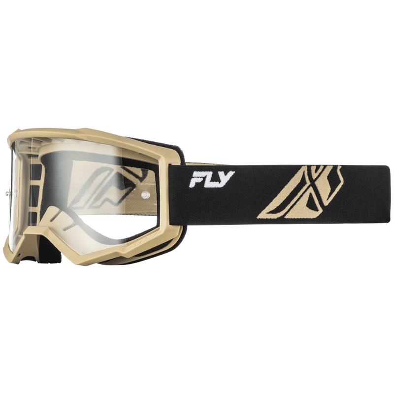 Lunettes de motocross Fly Racing Focus noires et kaki avec verres en plexiglas transparents