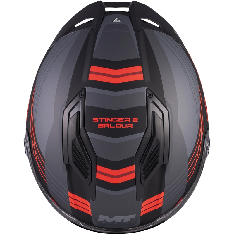 Casque intégral de moto MT Stinger 2 Baldur C15 noir-gris-rouge mat