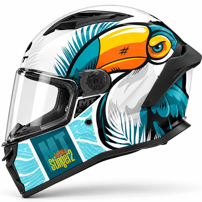 Casque intégral de moto MT Stinger 2 Caribbean A6 bleu et blanc