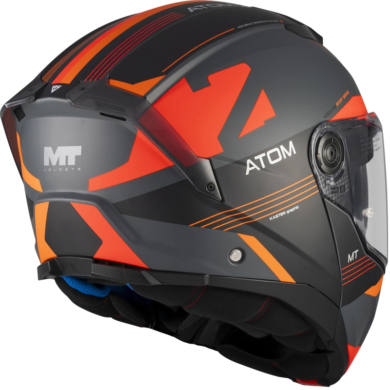 Casque de moto modulable MT Atom 2 SV Kaster C14 noir mat-gris-orange