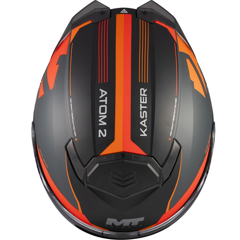 Casque de moto modulable MT Atom 2 SV Kaster C14 noir mat-gris-orange