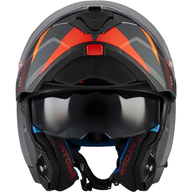 Casque de moto modulable MT Atom 2 SV Kaster C14 noir mat-gris-orange