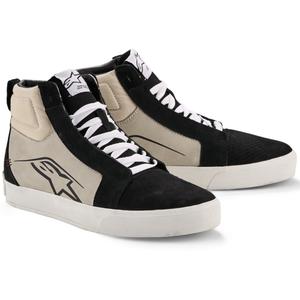 Bottes de moto Alpinestars Ride-63 en cuir noir-gris clair-blanc